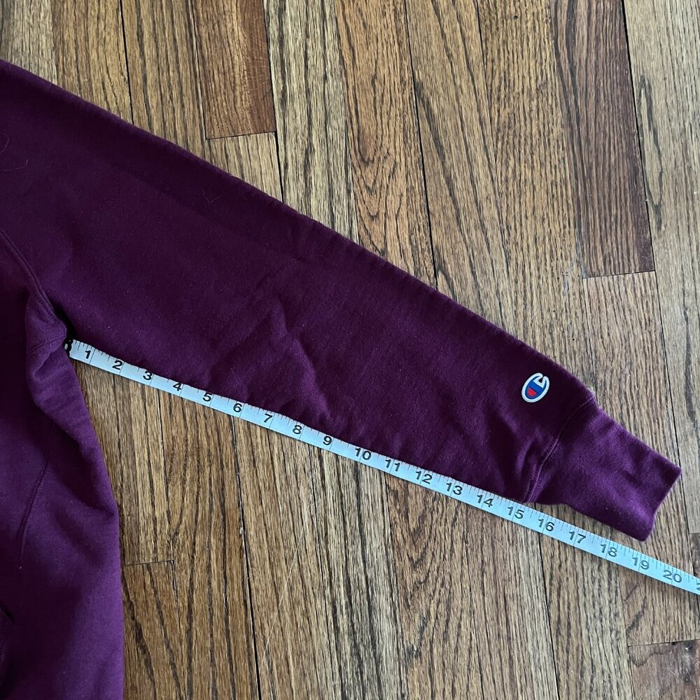 Champion Dark Berry Powerblend Logo Hoodie Cotton Blend Sweatshirt Athleisure M - Picture 5 of 7